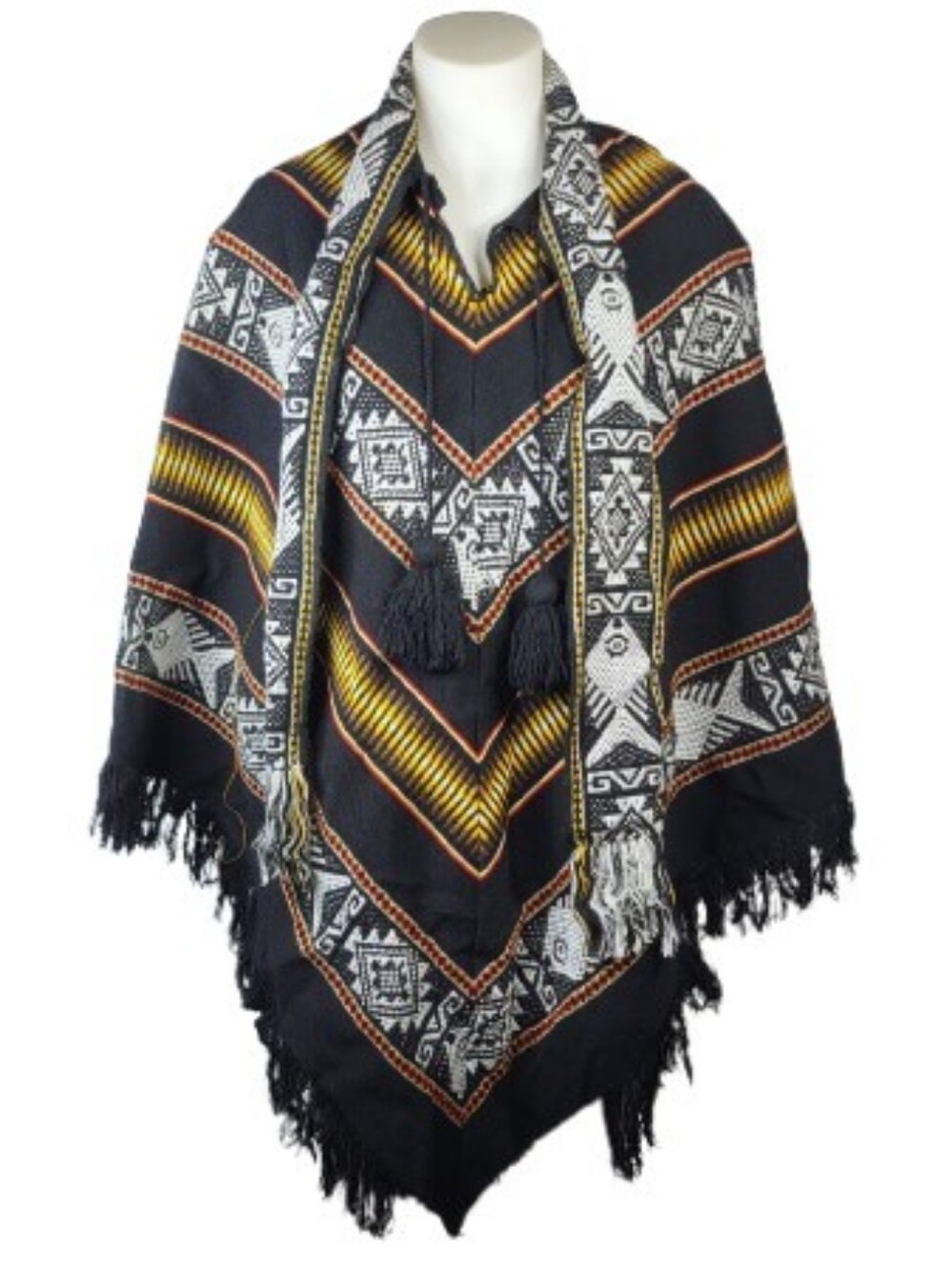 Artesanias Inca Poncho Pullover With Scarf